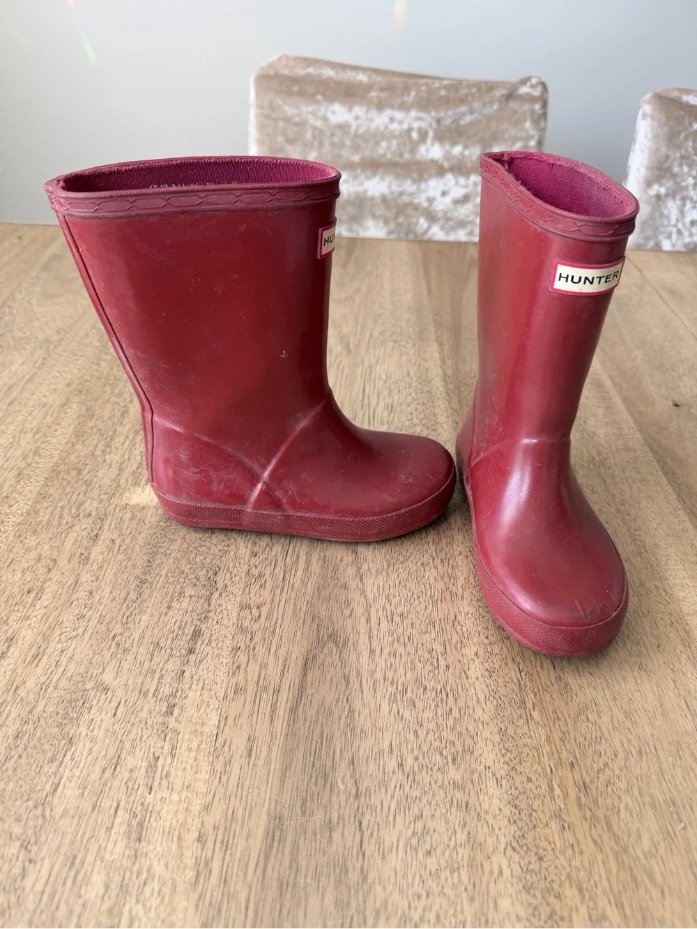 Hunter Kids Red Tall Rain Boots 9C